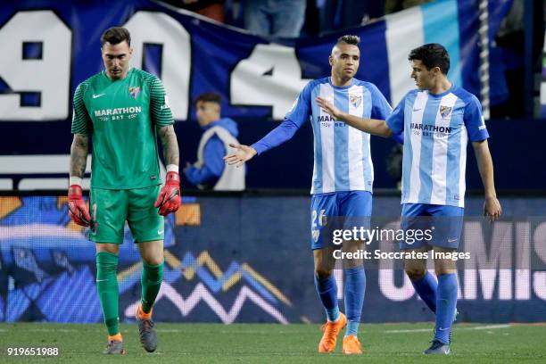 Roberto of Malaga CF, En Nesyri of Malaga CF, Diego Glez of Malaga CF during the La Liga Santander match between Malaga v Valencia at the Estadio La...