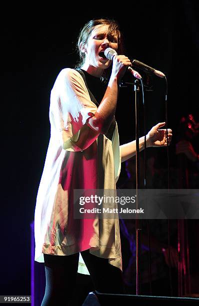 Sarah Blasko performs on stage during day one of the One Movement Music Festival on the banks of the Swan River on October 17, 2009 in Perth,...