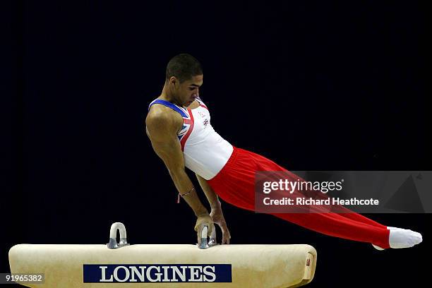 Louis Smith of Great Britain competes on the pommel horse during the Apparatus Finals on the fifth day of the Artistic Gymnastics World Championships...