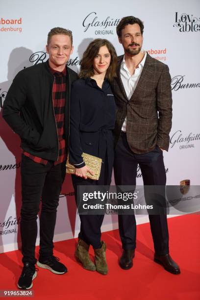 Matthias Schweighoefer, Anja Knauer and Florian David Fitz attend the Medienboard Berlin-Brandenburg Reception at The 68th Berlinale International...