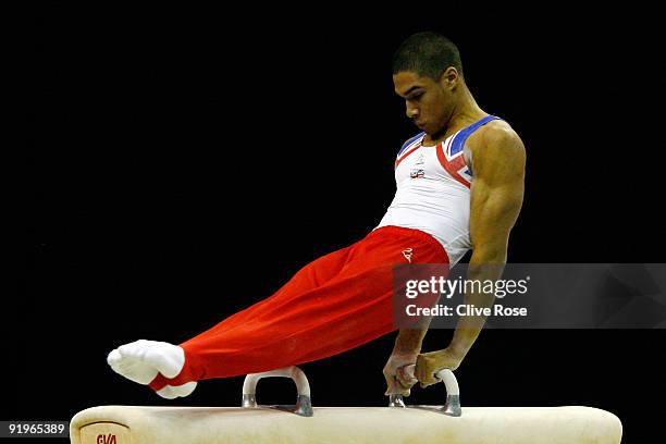 Louis Smith of Great Britain competes on the pommel horse during the Apparatus Finals on the fifth day of the Artistic Gymnastics World Championships...