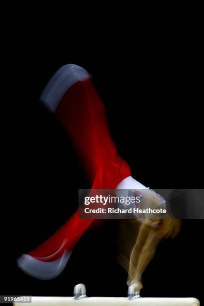 Louis Smith of Great Britain competes on the pommel horse during the Apparatus Finals on the fifth day of the Artistic Gymnastics World Championships...