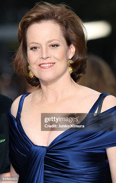 Actress Sigourney Weaver walks on the green carpet during the 22nd Tokyo International Film Festival Opening Ceremony at Roppongi Hills on October...