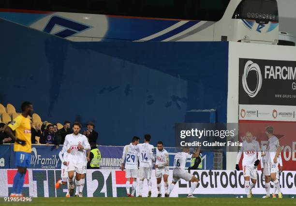 Os Belenenses forward Maurides from Brazil celebrates after scoring a goal during the Primeira Liga match between GD Estoril Praia and CF Os...