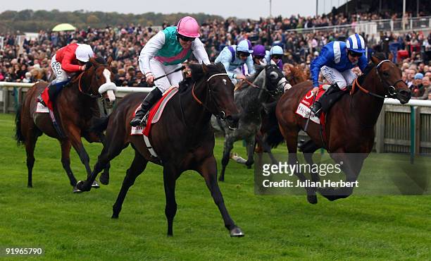 Tom Queally and Twice Over land The Emirates Airline Champion Stakes on October 17, 2009 in Newmarket, England.