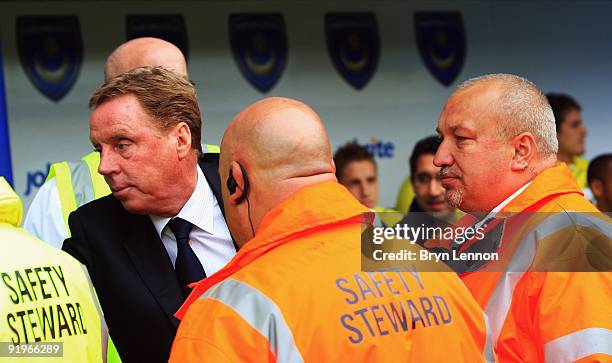 Tottenham Hoptspur Manager Harry Redknapp arrives for the Barclays Premier League match between Portsmouth and Tottenham Hotspur at Fratton Park on...