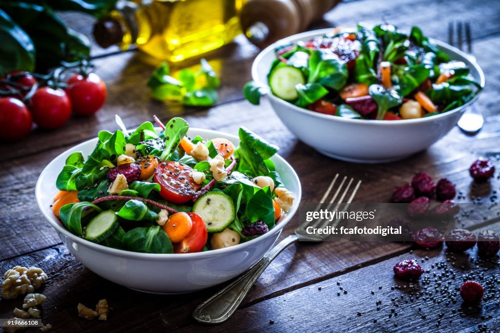 Two fresh salad bowls