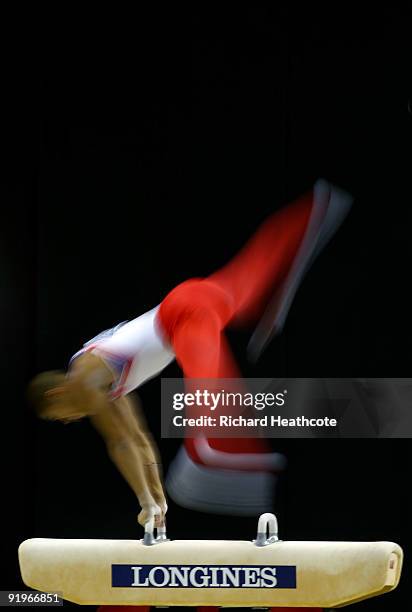 Louis Smith of Great Britain competes on the pommel horse during the Apparatus Finals on the fifth day of the Artistic Gymnastics World Championships...