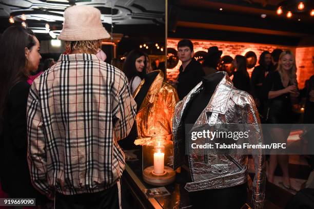 Guests enjoy the atmosphere at the Altiir x 00359 Official AW18 London Fashion Week event held at Kadie's Cocktail Bar and Club on February 17, 2018...