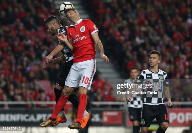 Benfica forward Jonas from Brazil with Boavista FC midfielder Carraca from Portugal in action during the Primeira Liga match between SL Benfica and...