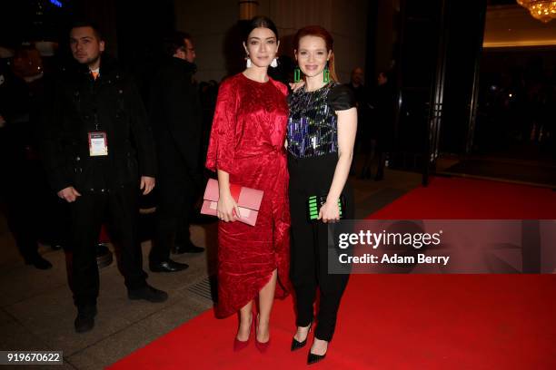 Karoline Herfurth und Anna Bederke attend the Medienboard Berlin-Brandenburg Arrivals during the 68th Berlinale International Film Festival Berlin at...