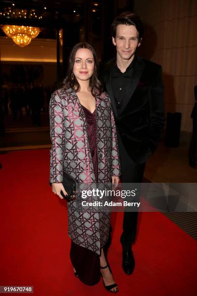 Alice Dwyer and Sabin Tambrea attend the Medienboard Berlin-Brandenburg Arrivals during the 68th Berlinale International Film Festival Berlin at on...