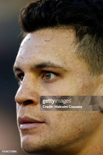 Matt Toomua of Leicester Tigers looks on during the Aviva Premiership match between Leicester Tigers and Harlequins at Welford Road on February 17,...