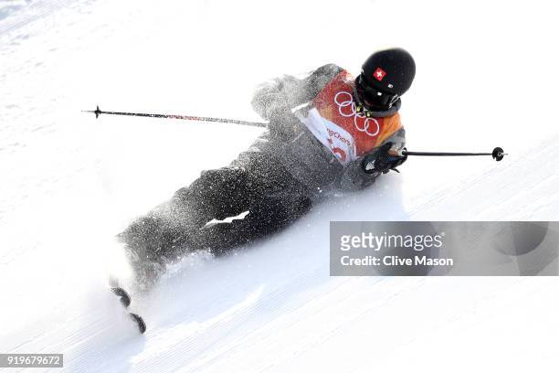 Fabian Boesch of Switzerland competes during the Freestyle Skiing Men's Ski Slopestyle qualification on day nine of the PyeongChang 2018 Winter...