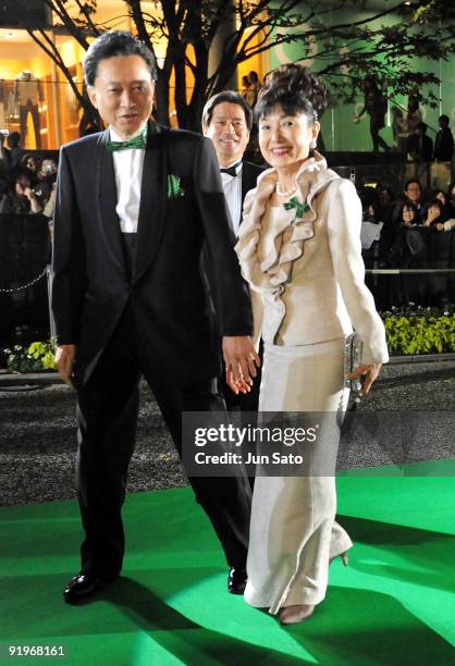 Japanese Prime Minister Yukio Hatoyama and his wife Miyuki Hatoyama attend the 22nd Tokyo International Film Festival Opening Ceremony at Roppongi...