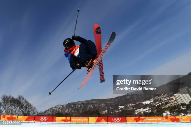 Murray Buchan of Great Britain during the Freestyle Skiing Men's Halfpipe training on day nine of the PyeongChang 2018 Winter Olympic Games at...