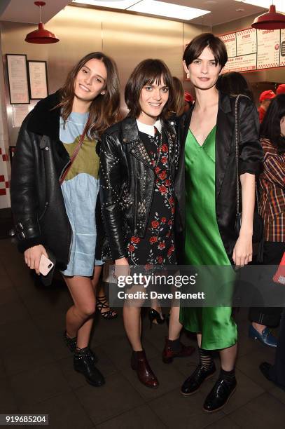 Charlotte Wiggins, Sam Rollinson and Lara Mullen attends the Halpern x Browns After Midnight on February 17, 2018 in London, England.