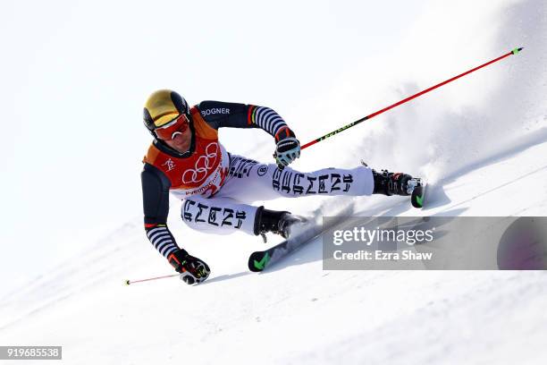 Fritz Dopfer of Germany competes during the Alpine Skiing Men's Giant Slalom on day nine of the PyeongChang 2018 Winter Olympic Games at Yongpyong...