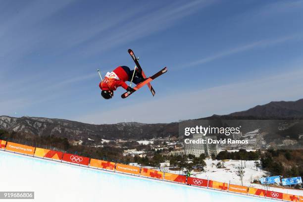 Murray Buchan of Great Britain during the Freestyle Skiing Men's Halfpipe training on day nine of the PyeongChang 2018 Winter Olympic Games at...