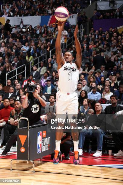 Bradley Beal of the Washington Wizards shoots the ball during the JBL Three-Point Contest during State Farm All-Star Saturday Night as part of the...