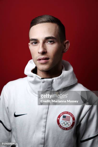 United States Men's Figure Skater Adam Rippon poses for a portrait on the Today Show Set on February 17, 2018 in Gangneung, South Korea.