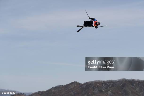 Oscar Wester of Sweden competes during the Freestyle Skiing Men's Ski Slopestyle qualification on day nine of the PyeongChang 2018 Winter Olympic...