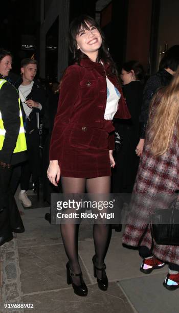 Daisy Lowe seen attending the House of Holland - catwalk show at Topshop Show Space during LFW February 2018 on February 17, 2018 in London, England.