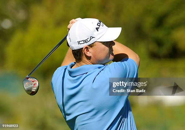 Chad Campbell hits a drive during the third round of the Justin Timberlake Shriners Hospitals for Children Open held at TPC Summerlin on October 17,...