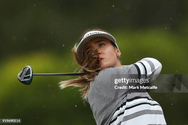 Hannah Green of Australia plays her second shot on the 1st hole during day four of the ISPS Handa Australian Women's Open at Kooyonga Golf Club on...