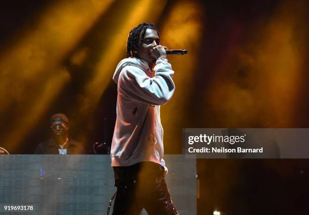 Playboi Carti performs onstage at adidas Creates 747 Warehouse St. - an event in basketball culture on February 17, 2018 in Los Angeles, California.