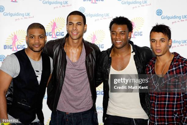 Pose backstage at Girlguiding UK's Big Gig at Wembley Arena on October 17, 2009 in London, England.