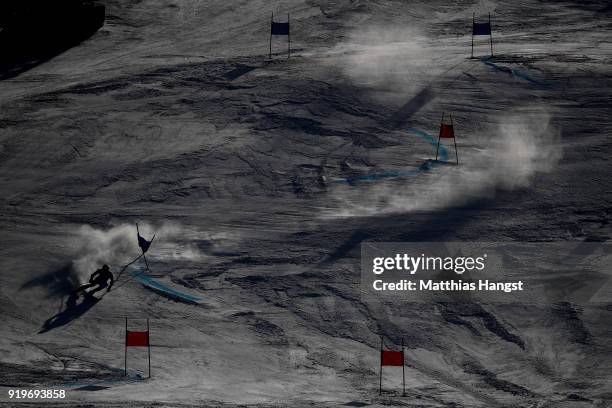 Mathieu Faivre of France competes during the Alpine Skiing Men's Giant Slalom on day nine of the PyeongChang 2018 Winter Olympic Games at Yongpyong...