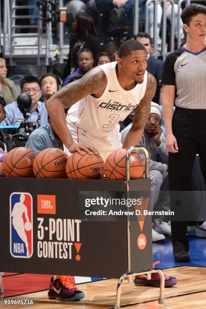 Bradley Beal of the Washington Wizards shoots the ball during the JBL Three-Point Contest during State Farm All-Star Saturday Night as part of the...