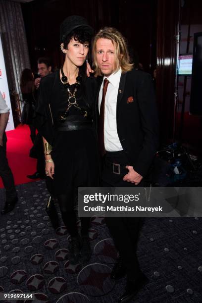 Alexander Scheer and Esther Perbandt attend the Medienboard Berlin-Brandenburg Reception during the 68th Berlinale International Film Festival Berlin...