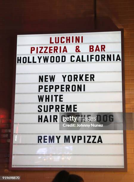 Guests attend Remy Martin Viewing Party at Luchini Pizzeria and Bar on February 17, 2018 in Los Angeles, California.