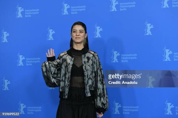 Mina Fujii pose for a photo during a photo-call on the film "Human, Space, Time and Human"' during the 68th Berlinale International Film Festival at...