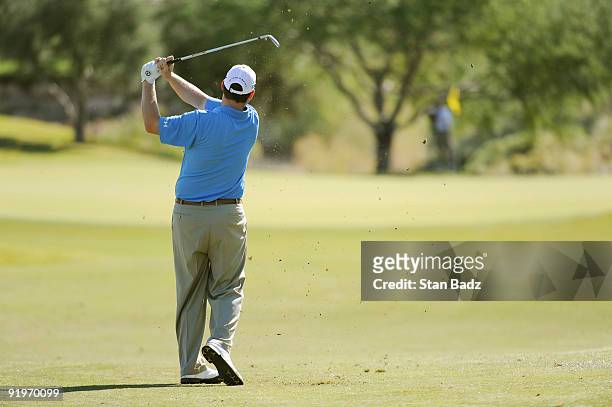 Chad Campbell hits to the first green during the third round of the Justin Timberlake Shriners Hospitals for Children Open held at TPC Summerlin on...