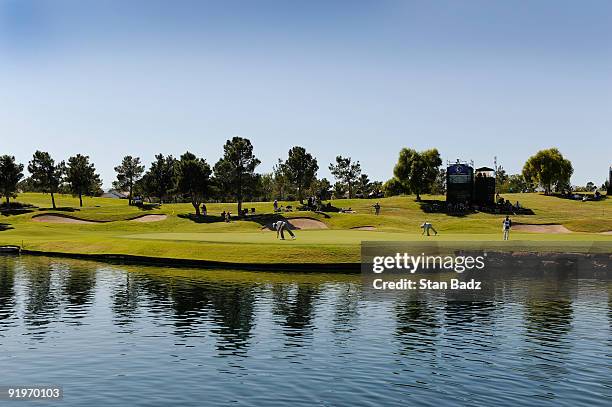 Course scenic of the 16th green during the third round of the Justin Timberlake Shriners Hospitals for Children Open held at TPC Summerlin on October...