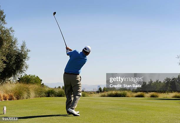 Chad Campbell hits a drive during the third round of the Justin Timberlake Shriners Hospitals for Children Open held at TPC Summerlin on October 17,...