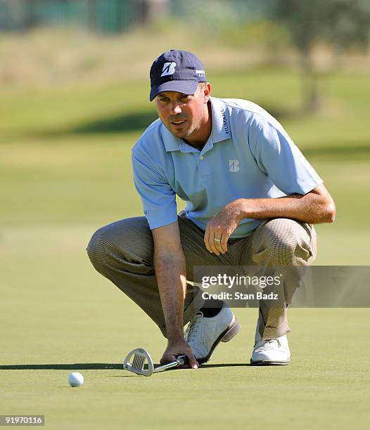 Matt Kuchar lines up his putt during the third round of the Justin Timberlake Shriners Hospitals for Children Open held at TPC Summerlin on October...