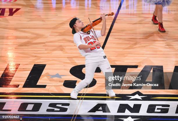 Giovanni Mazza performs during the 2018 Taco Bell Skills Challenge at Staples Center on February 17, 2018 in Los Angeles, California.