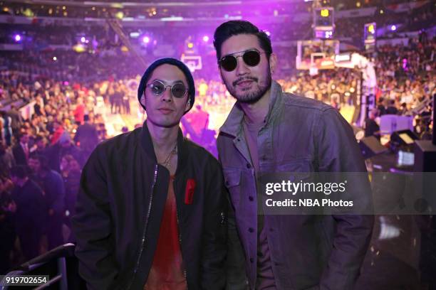 Godfrey Gao and Edison Chen attend State Farm All-Star Saturday Night as part of the 2018 NBA All-Star Weekend on February 17, 2018 at STAPLES Center...