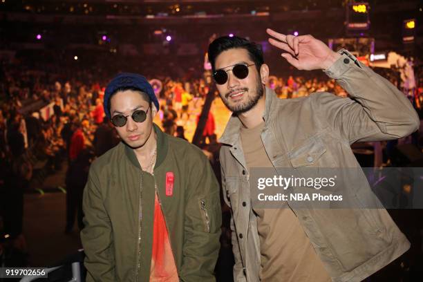 Godfrey Gao and Edison Chen attend State Farm All-Star Saturday Night as part of the 2018 NBA All-Star Weekend on February 17, 2018 at STAPLES Center...