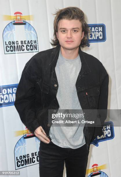 Actor Joe Keery attends day one of the 8th Annual Long Beach Comic Expo held at Long Beach Convention Center on February 17, 2018 in Long Beach,...