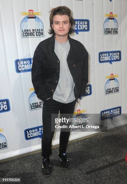 Actor Joe Keery attends day one of the 8th Annual Long Beach Comic Expo held at Long Beach Convention Center on February 17, 2018 in Long Beach,...