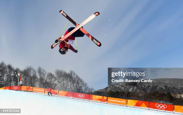 Pyeongchang-gun , South Korea - 18 February 2018; Murray Buchan of Great Britain during the Freestyle Skiing Men's Halfpipe training on day nine of...