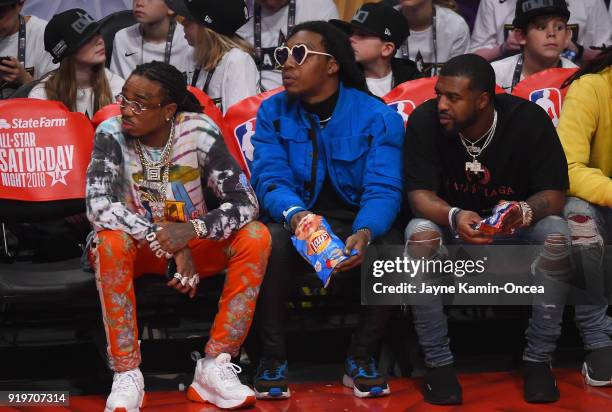 Quavo and Takeoff attend the 2018 Taco Bell Skills Challenge at Staples Center on February 17, 2018 in Los Angeles, California.