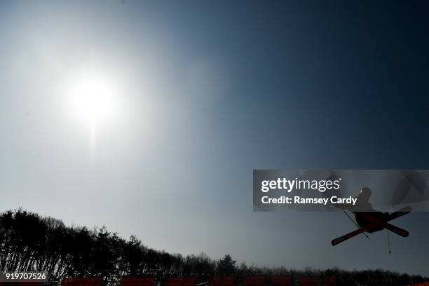 Pyeongchang-gun , South Korea - 18 February 2018; Murray Buchan of Great Britain during the Freestyle Skiing Men's Halfpipe training on day nine of...