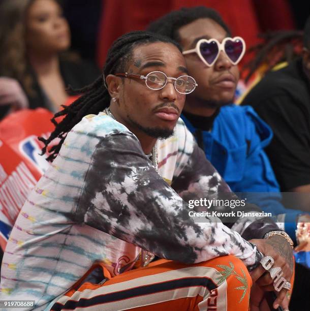 Quavo and Takeoff attend the 2018 Taco Bell Skills Challenge at Staples Center on February 17, 2018 in Los Angeles, California.