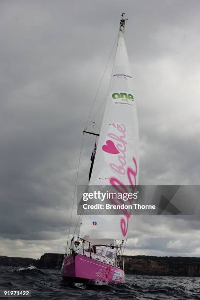 Year old teen solo sailor Jessica Watson sets sail on her yacht Ella's Pink Lady in Sydney Harbour on October 18, 2009 in Sydney, Australia. Watson...